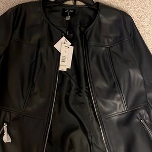 Faux leather navy jacket never been worn
